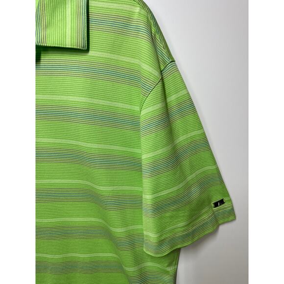 Nike Tiger Woods Collection Golf Polo Dri-Fit Stripes Lime Green Size L - Picture 4 of 11